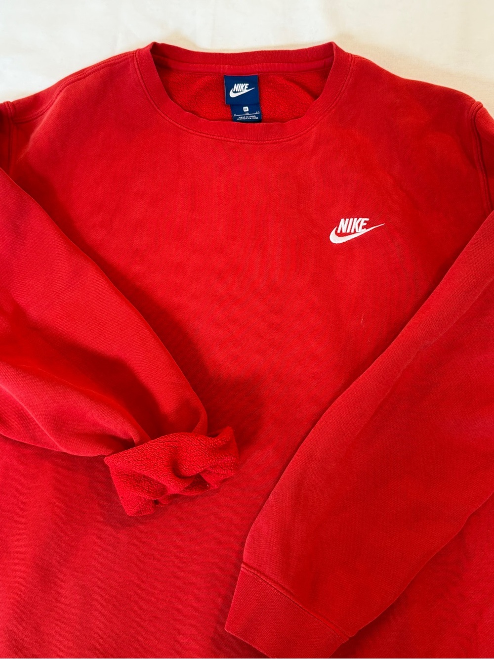 Y2K Nike Sportswear Club Fleece Crewneck Sweatshirt Red Swoosh Blue Tag XL